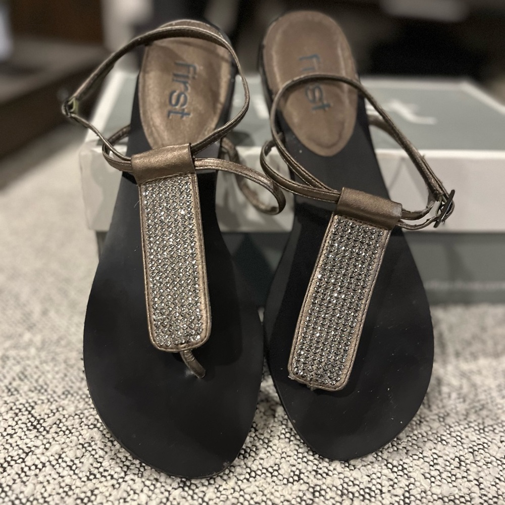 Ladies bronze/ crystal sandals
